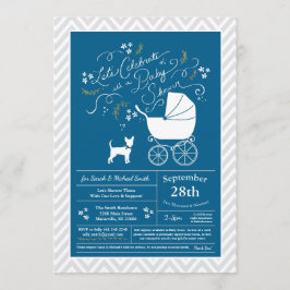 Invitation Chihuahua Chien Baby shower Blue Boy