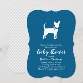 Invitation Chihuahua Chien Baby shower Blue Boy