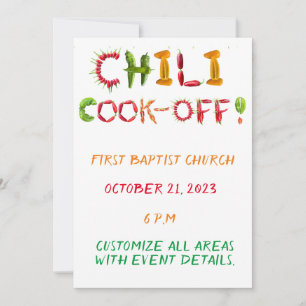 Invitation Chili Cook-Out - Chili Competition épicé Red Peppe