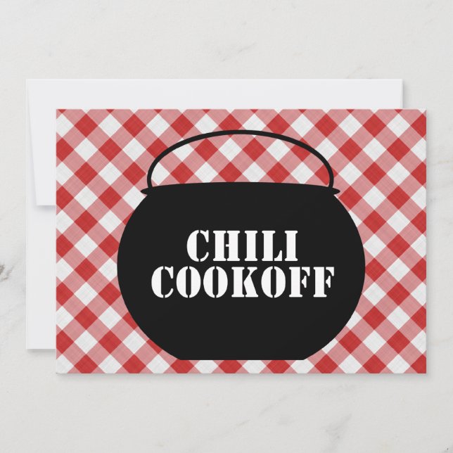 Invitation Chili Pot Silo, Red & White Checth Cookoff (Devant)