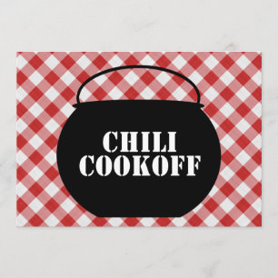 Invitation Chili Pot Silo, Red & White Checth Cookoff