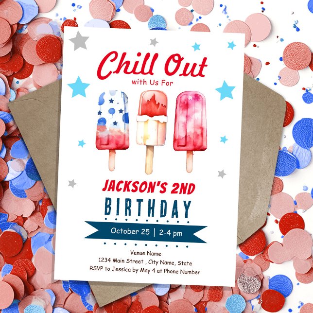 Invitation Chill Out Kids Summer Ice Pop 2e anniversaire (Créateur téléchargé)