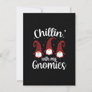Invitation Chillin' avec mes Gnomies Rouge Carreaux de Noël d