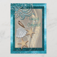 Chimmering Seashell Plage Turquoise Mariage Invita