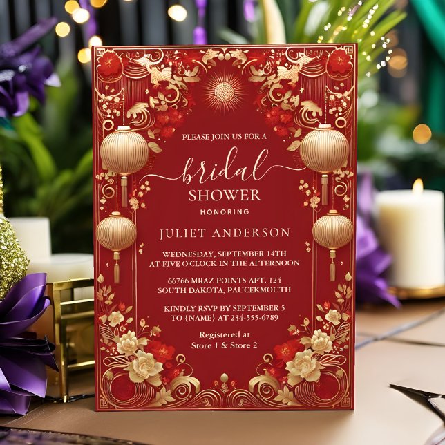 Invitation Chine asiatique Bilingue Hei Bold Fête des mariées (Créateur téléchargé)