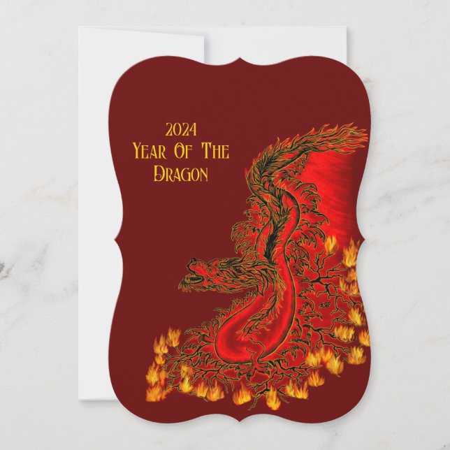 Invitation Chine Dragon, 2024 Année Du Dragon (Devant)