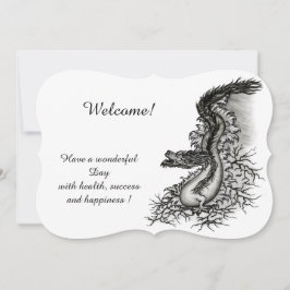 Invitation Chine Dragon, noir et blanc Design en Tattoostyl