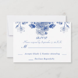 Invitation Chine florale bleue et blanche Motif avec oiseaux