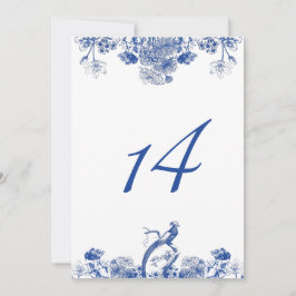 Invitation Chine Florale Bleue et Blanche Numéro du Motif