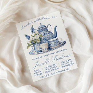 Invitation Chine Toile Bleue Thé Party de Mariage Victorien