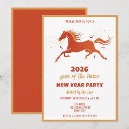 Invitation Chinese New Year 2026 Horse Ink New Year Party