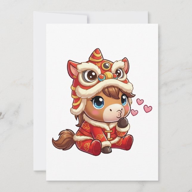 Invitation Chinese New Year Horse 2026 Zodiac (Devant)