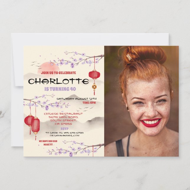 Invitation Chinois Anniversaire Party Restaurant Prendre en p (Devant)