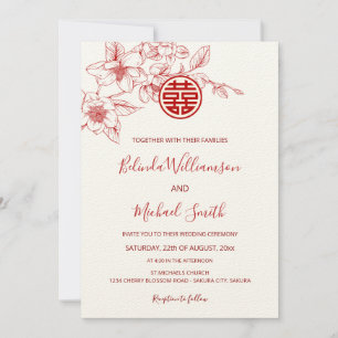 Invitation Chinois bilingue Magnolia Cream Mariage chinois