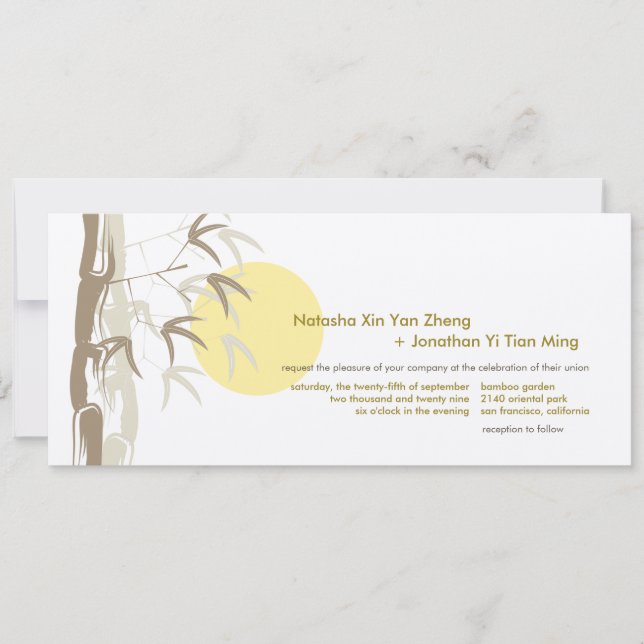 Invitation Chinois Sunrise Bambou Nature Mariage tropical (Devant)