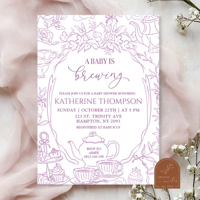 Invitation Chinoiserie Baby brasse du thé Baby shower floral (Créateur téléchargé)