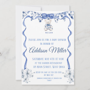 Invitation Chinoiserie bleue et blanche, on attend plus que v