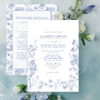 Chinoiserie Blue Victorian Floral Détails Mariage
