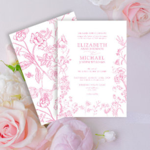 Invitation Chinoiserie classique Mariage rose
