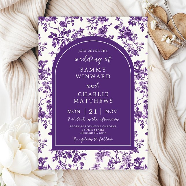 Invitation Chinoiserie d'antiquité violet Mariage (Créateur téléchargé)