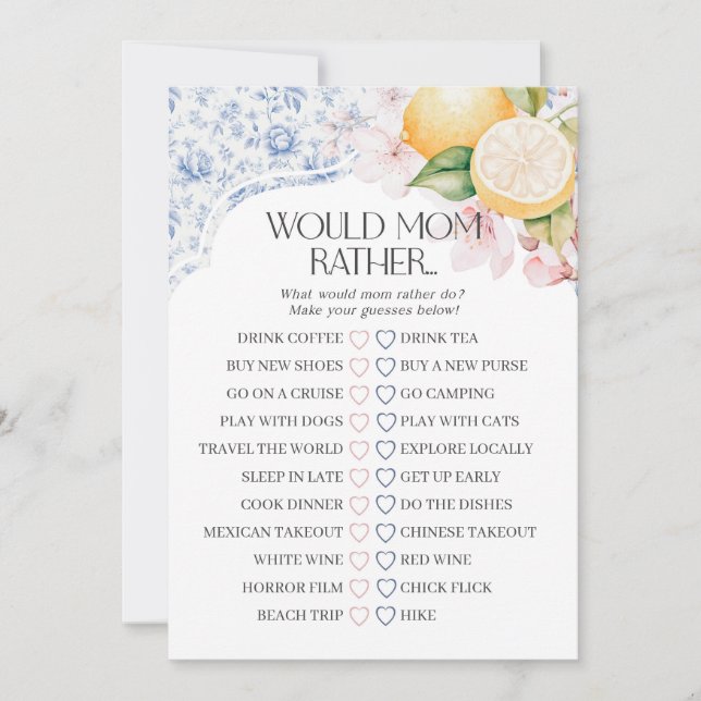 Invitation Chinoiserie Lemon Tea Party Voudrait Maman Plutôt  (Devant)