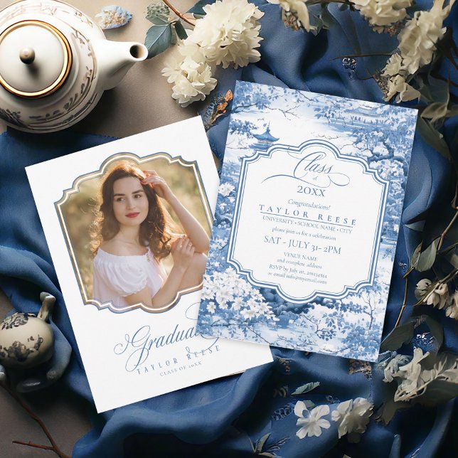 Invitation Chinoiserie Modèle photo de graduation ID1098 (Créateur téléchargé)