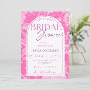 Invitation Chinoiserie rose chaud Fête des mariées de pivoine