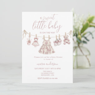 Invitation Chinoiserie Toile Girl Baby shower de vêtements bé