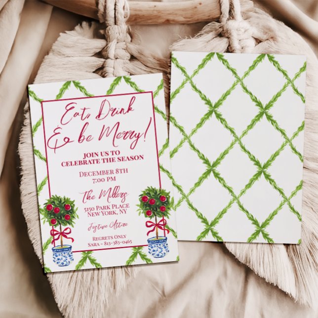 Invitation Chinoiserie Topiary Christmas Party (Créateur téléchargé)