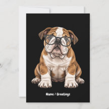 Chiot Bouledogue Anglais avec Lunettes Art Drôle