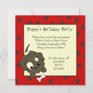 Invitation Chiot mignon avec os