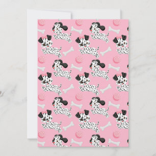 Invitation Chiots Dalmatiens Taches Noires Balle Jouet Rose B