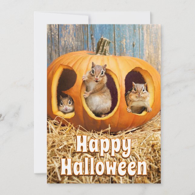 Invitation Chipmunks à l'intérieur de Boo Jack-o-Lantern (Devant)