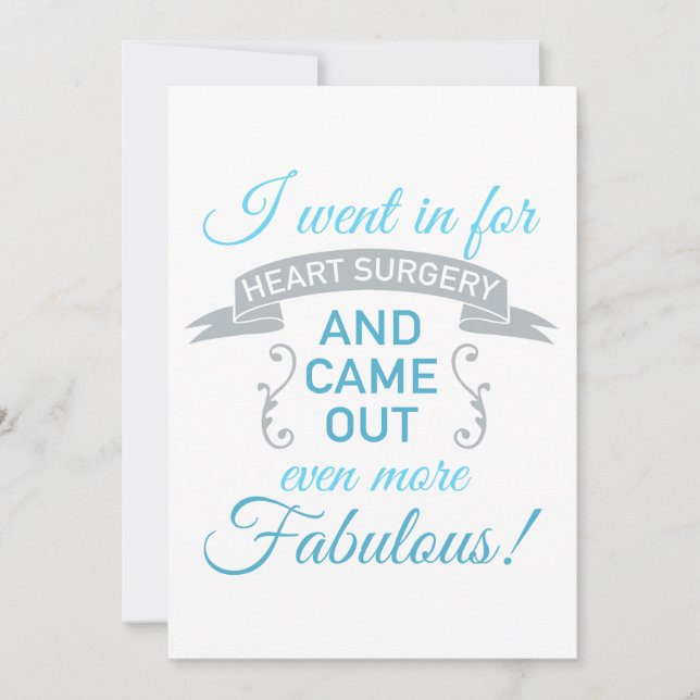 Invitation Chirurgie cardiaque Fabulous Recovery (Bleu) (Devant)