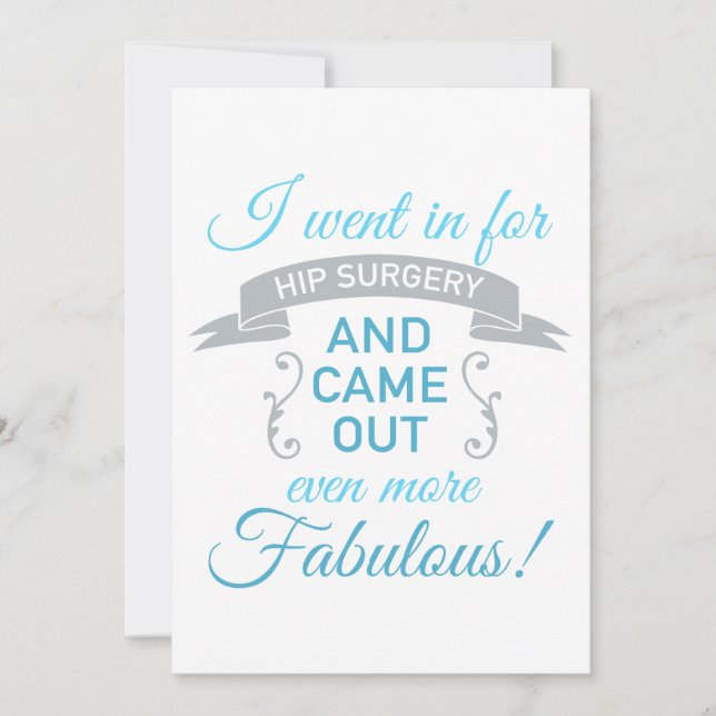 Invitation Chirurgie Hip Fabuleux Récupération (Bleu) (Devant)