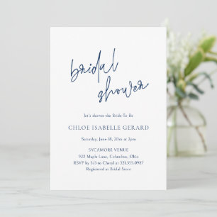 Invitation Chloe Navy Blue Elegant Fête des mariées