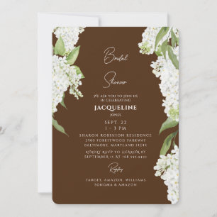 Invitation Chocolat Brown blanc Hydrangée Fête des mariées