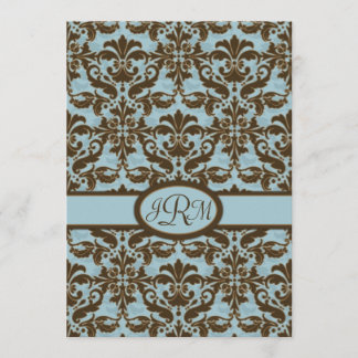 Invitation Chocolat Brown et bleu Damas