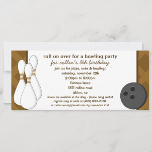 Invitation Chocolat Brown rouler sur Bowling Anniversaire