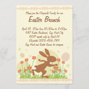 Invitation Chocolat Bunny de Pâques avec fleurs Brunch de Pâq