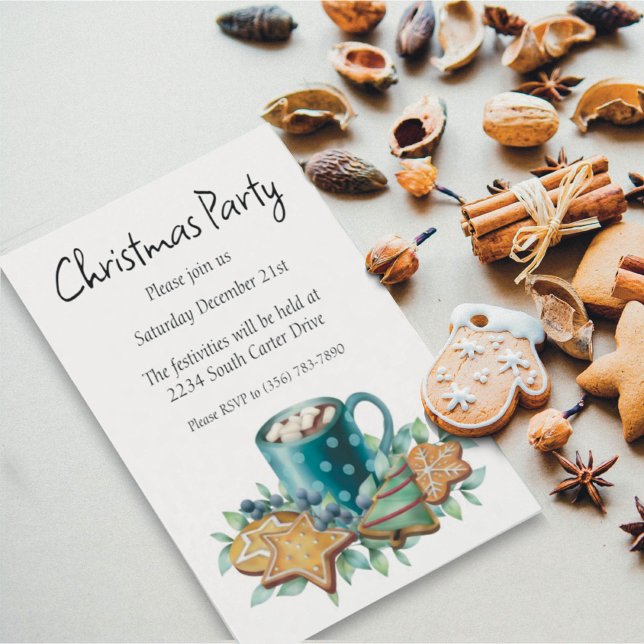 Invitation Chocolat chaud avec cookies et verdure hivernale (Créateur téléchargé)