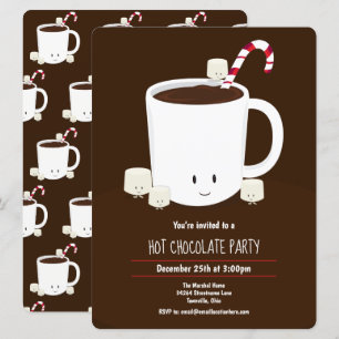 Invitation Chocolat chaud cacao blanc Brown Noël blanc