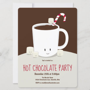 Invitation Chocolat chaud Coco chaud Brown Noël rouge