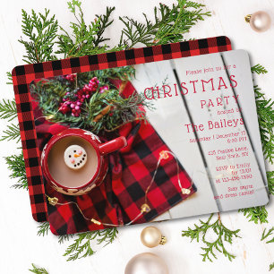 Invitation Chocolat chaud de la fête de vacances Red Plaid   