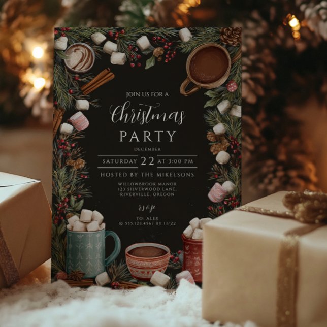 Invitation Chocolat Chaud Rustique de Noël (Créateur téléchargé)