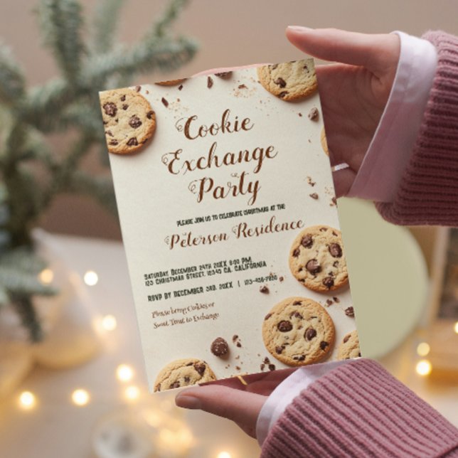 Invitation Chocolat Chip Beige Cookie Exchange Party (Créateur téléchargé)