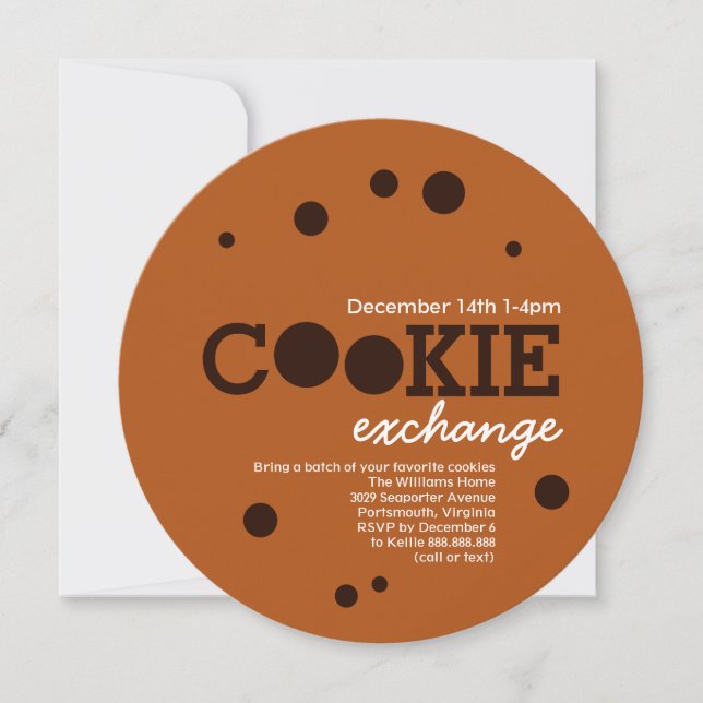 Invitation Chocolat Chip Cookie Exchange Party (Devant)