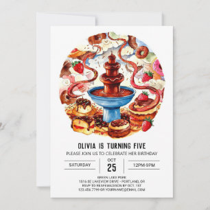 Invitation Chocolat de fontaine colorée Anniversaire