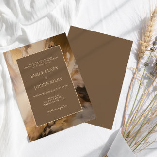 Invitation Chocolat d'or moderne Mariage d'aquarelle artistiq