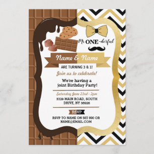 Invitation Chocolat et Mr. One-derful First Birthday Joint